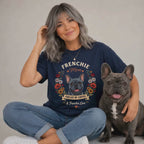 Blue French Bulldog Dog Mom T-Shirt | Fueled by Coffee & Frenchie Love