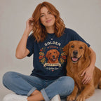 Red Golden Retriever Dog Mom T-Shirt | Fueled by Coffee & Golden Love