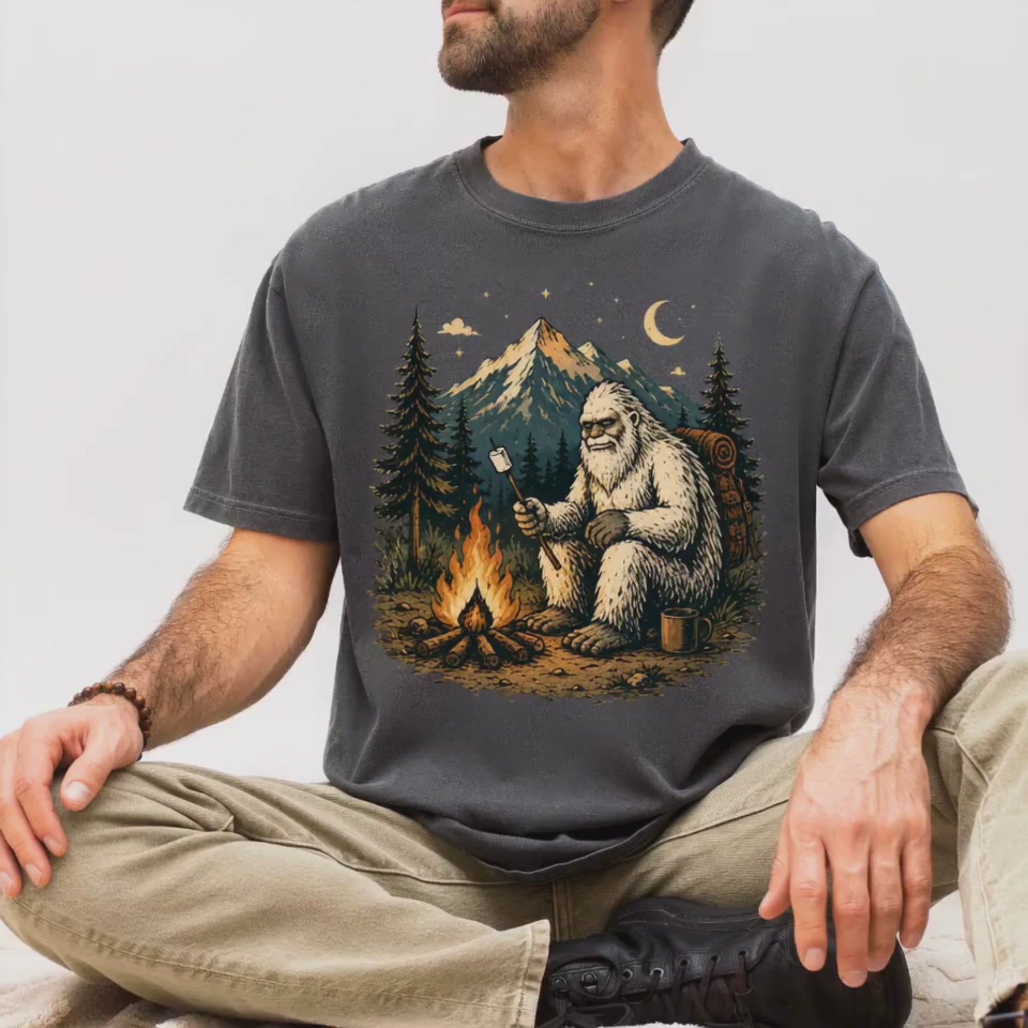 Yeti Around the Campfire – Funny Camping T-Shirt | Outdoors Edition