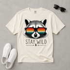 Stay Wild Raccoon – Retro Sunglasses T-Shirt | Explorer Edition