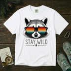 Stay Wild Raccoon – Retro Sunglasses T-Shirt | Explorer Edition