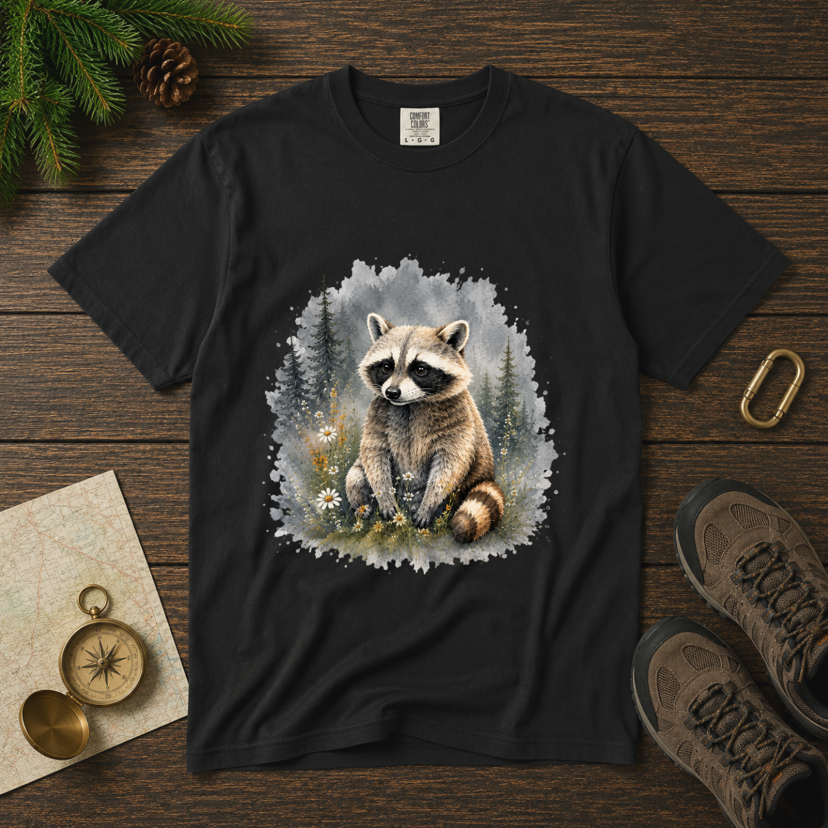 Cute Raccoon – Watercolor Wildlife T-Shirt | Explorer Edition