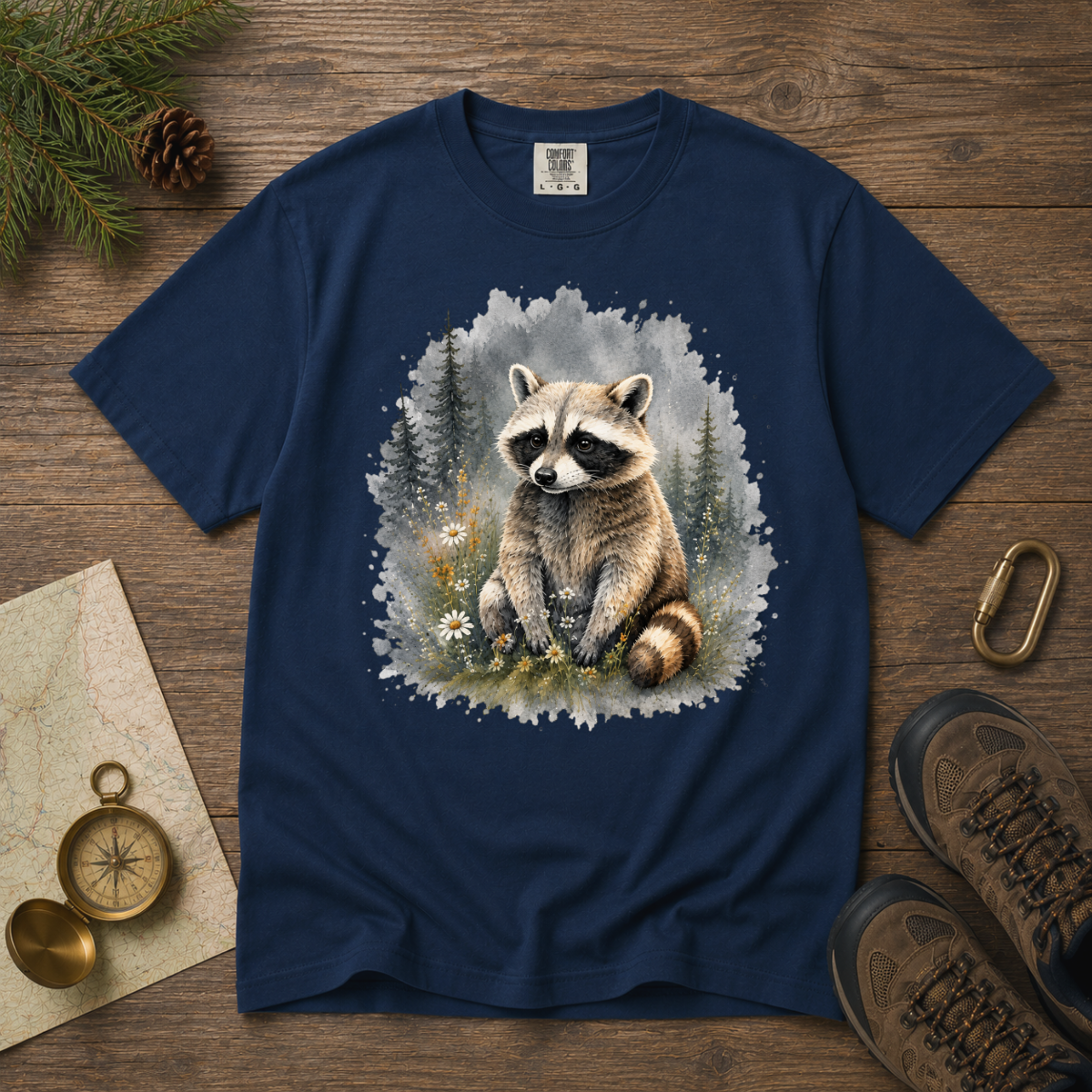 Cute Raccoon – Watercolor Wildlife T-Shirt | Explorer Edition