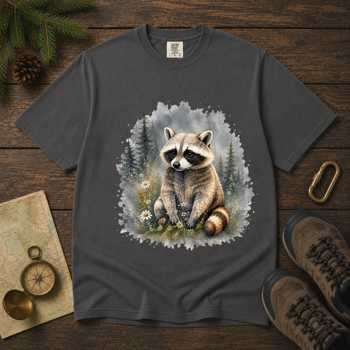 Cute Raccoon – Watercolor Wildlife T-Shirt | Explorer Edition