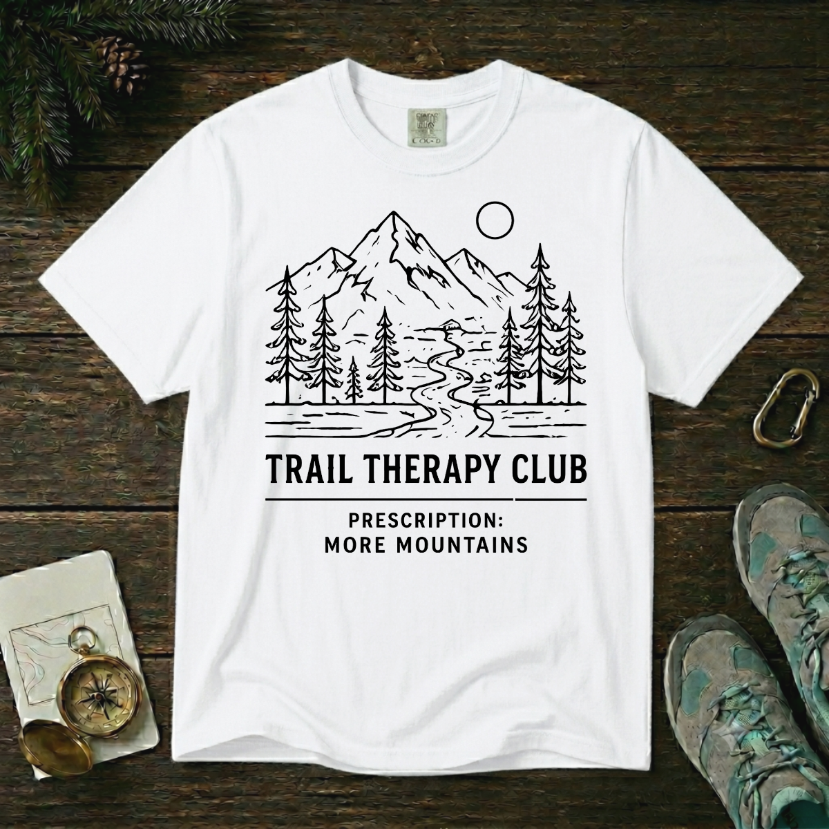 Trail Therapy Club – Minimal Mountain T-Shirt | Explorer Edition